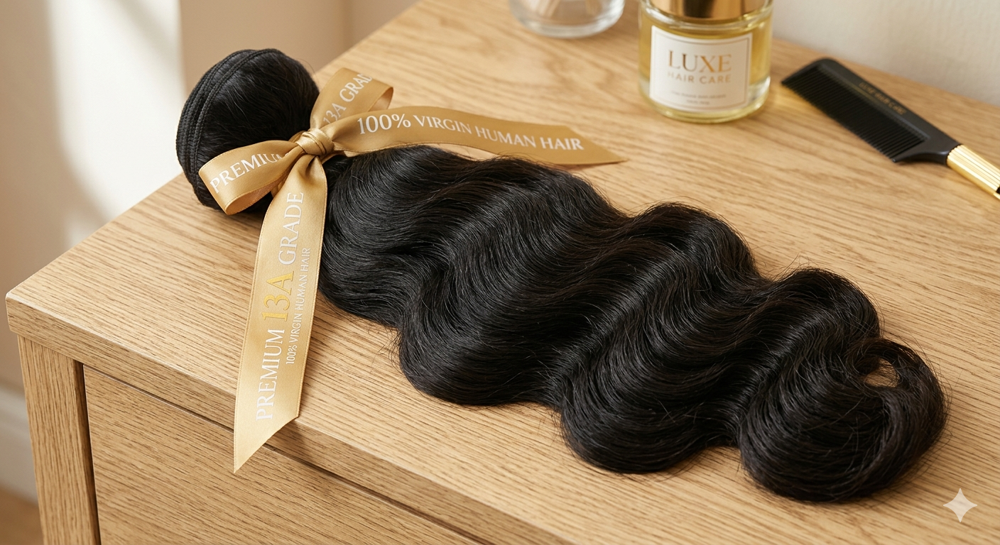 13A grade hair bundles showing cuticle alignment and quality