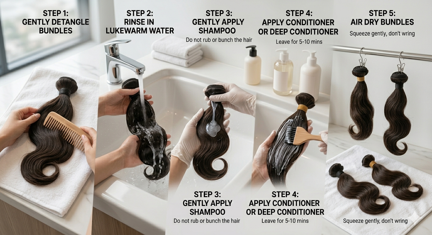 How to Wash Hair Bundles