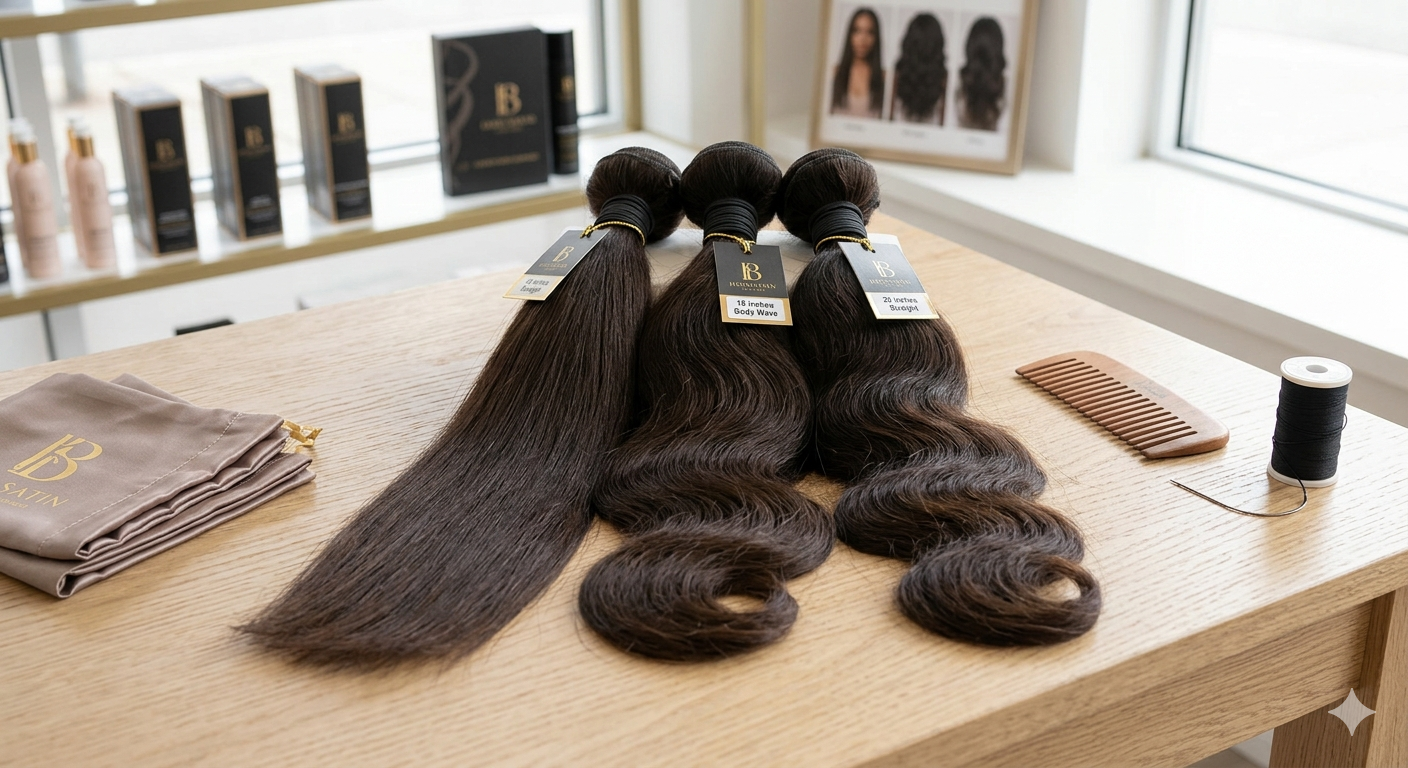 Pink Lemon Hair 13A virgin hair bundles showing texture differences